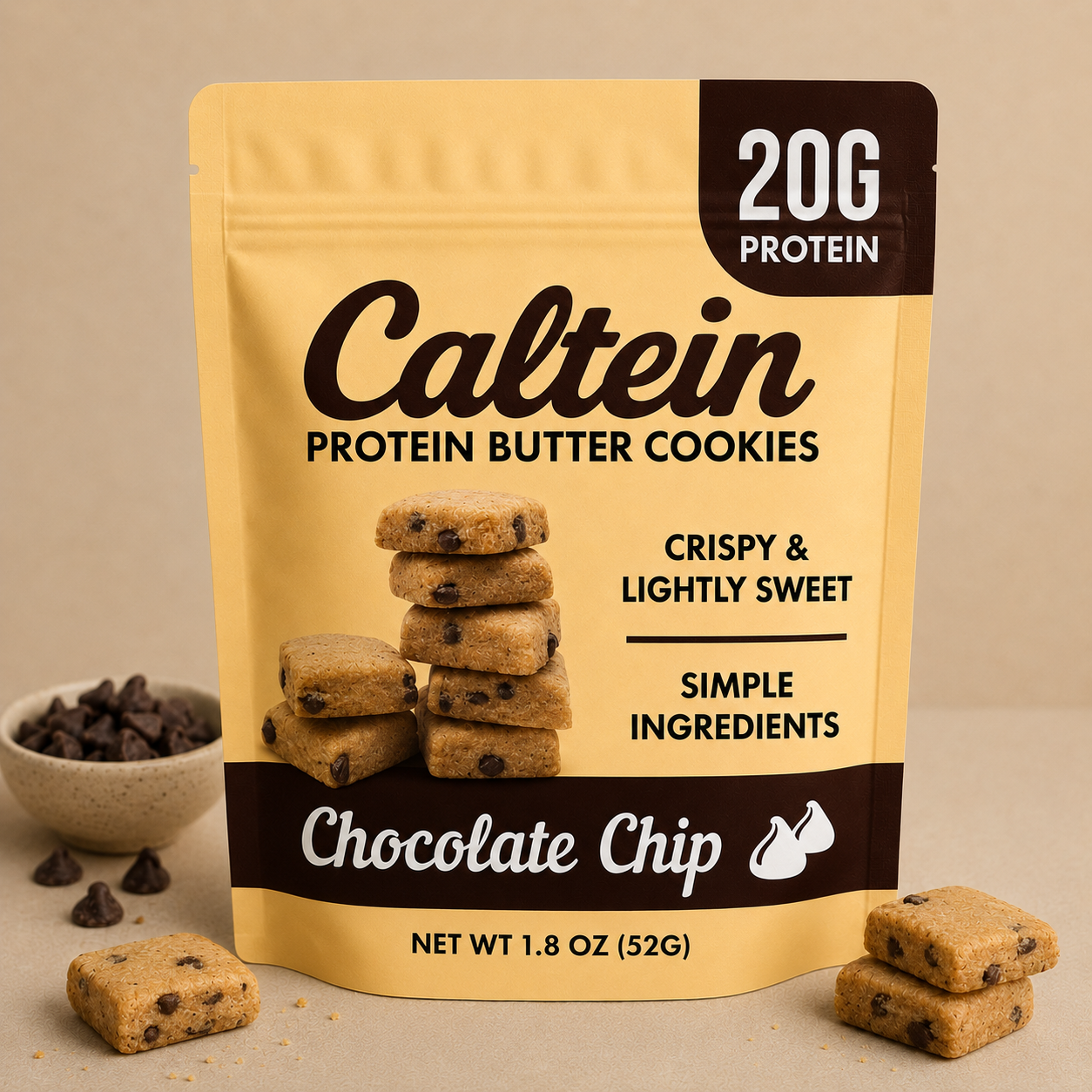 Chocolate Chip Butter Cookie Pouches - 6 Pack