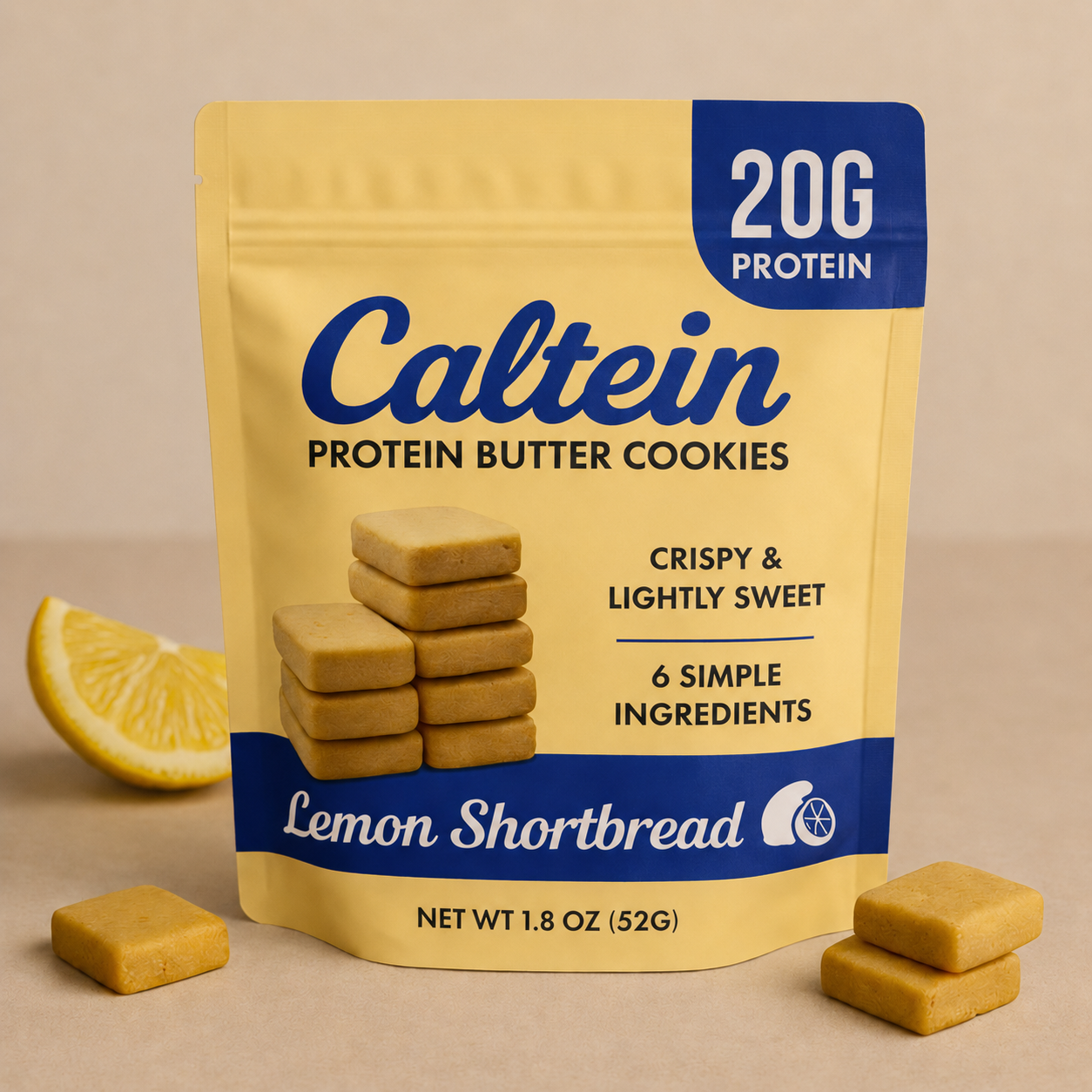 Lemon Shortbread Butter Cookie Pouches - 6 Pack